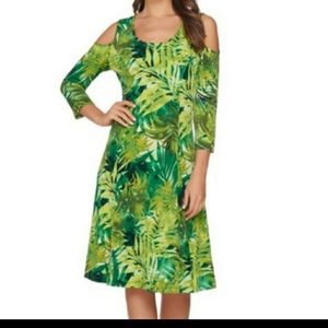 Susan Graver cold shoulder tropical dress